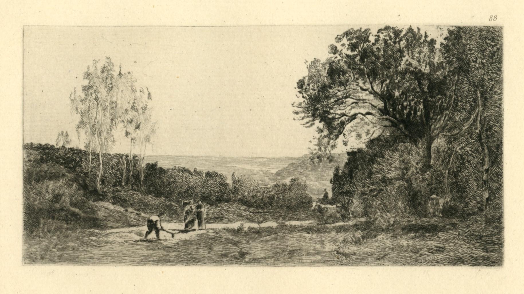 (Paysage) etching - Print by (after) Jean-Baptiste-Camille Corot