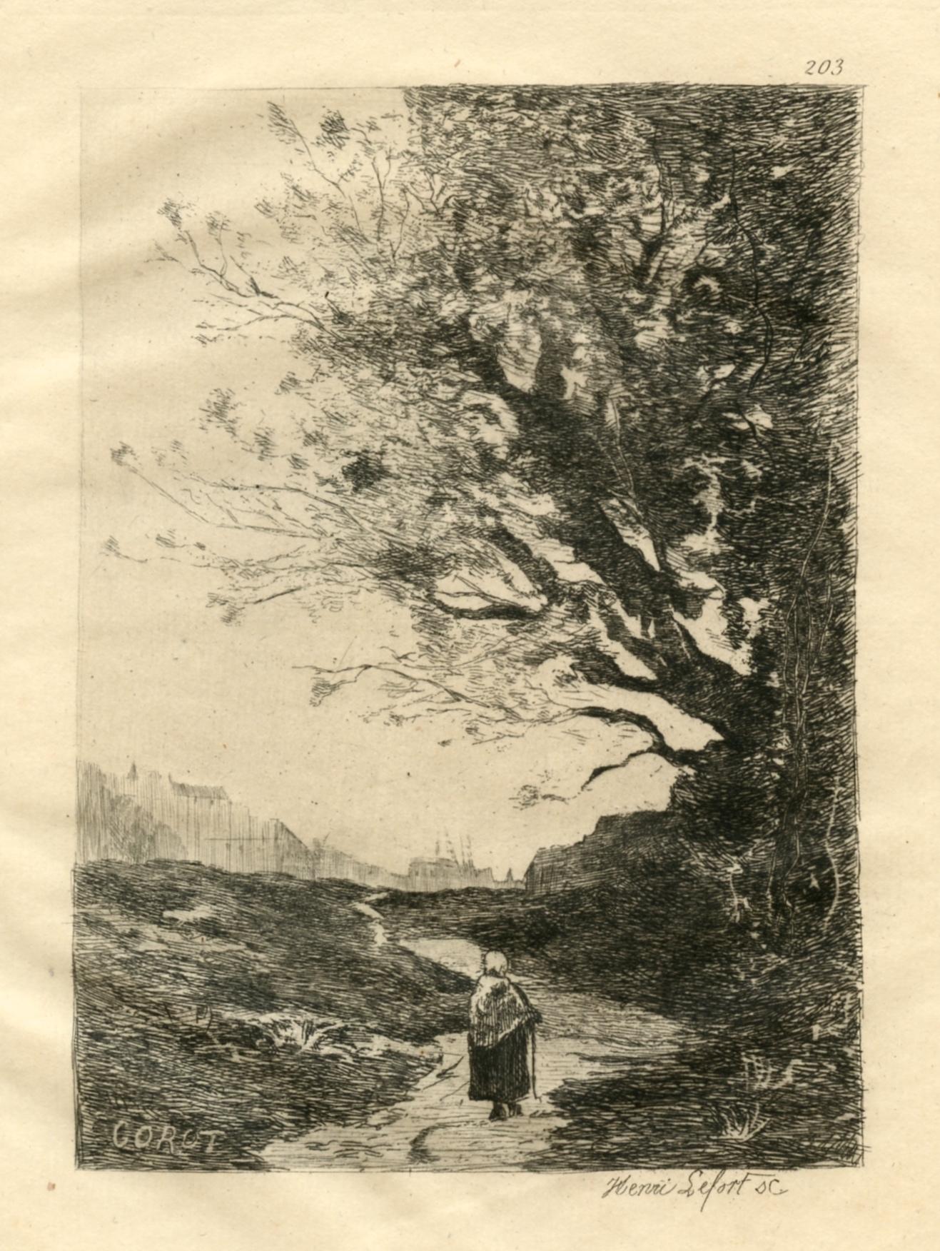 (Paysage italien) etching - Print by (after) Jean-Baptiste-Camille Corot