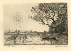 "Une Passeur a l'Ile Saint-Ouen" etching