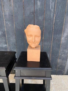 Nach Jean-Baptiste Carpeaux: „Gesicht einer Frau“, patinierter Gips