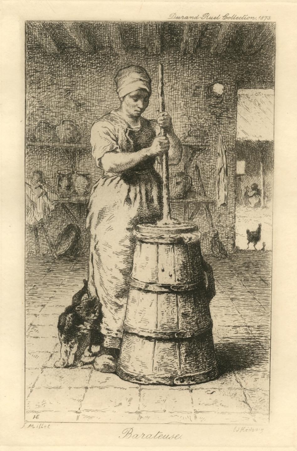 "Barateuse" etching - Print by (after) Jean François Millet