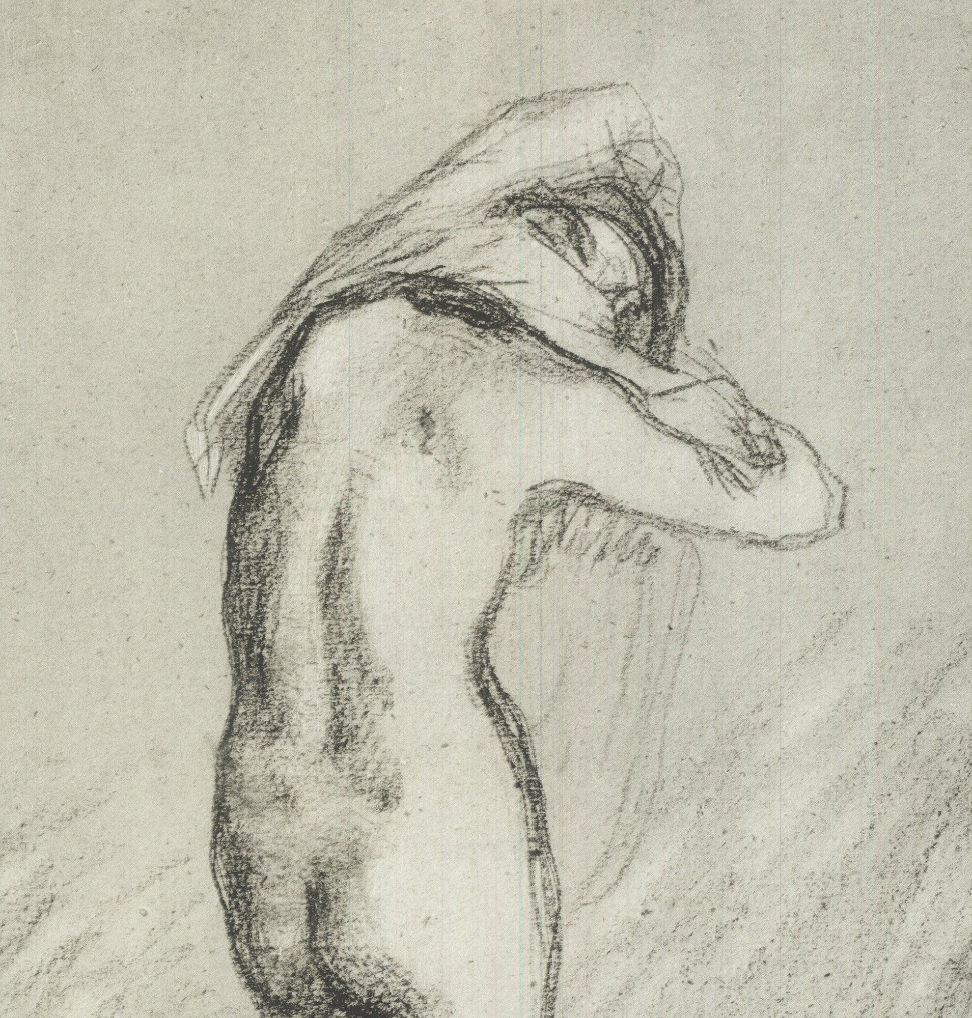 Donna Che Si Togue La Camilia/Woman qui a retiré sa chemise - Gris Nude Print par (after) Jean François Millet