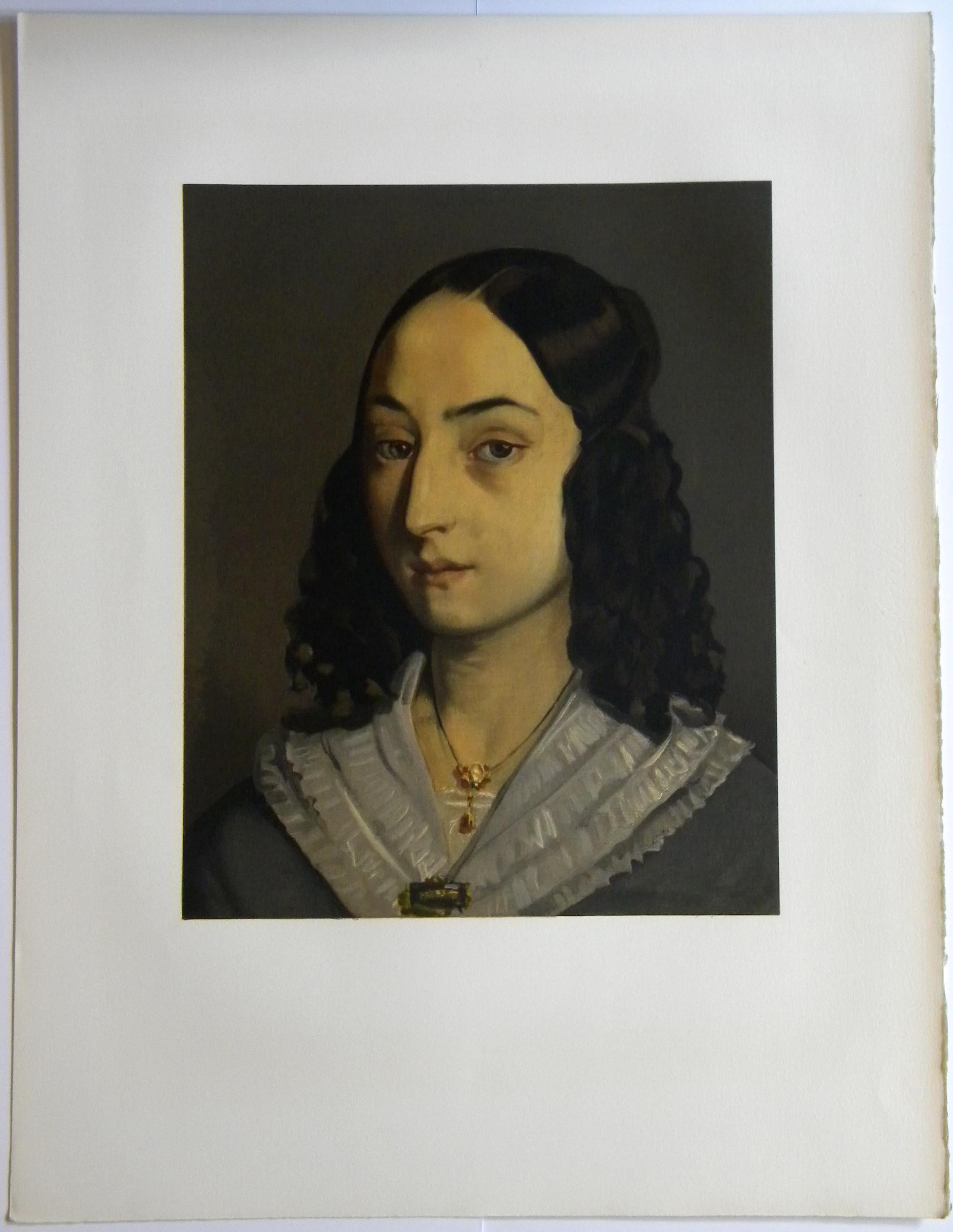 "Jeune femme en buste" lithograph - Print by (after) Jean François Millet