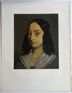 Vintage "Jeune femme en buste" lithograph