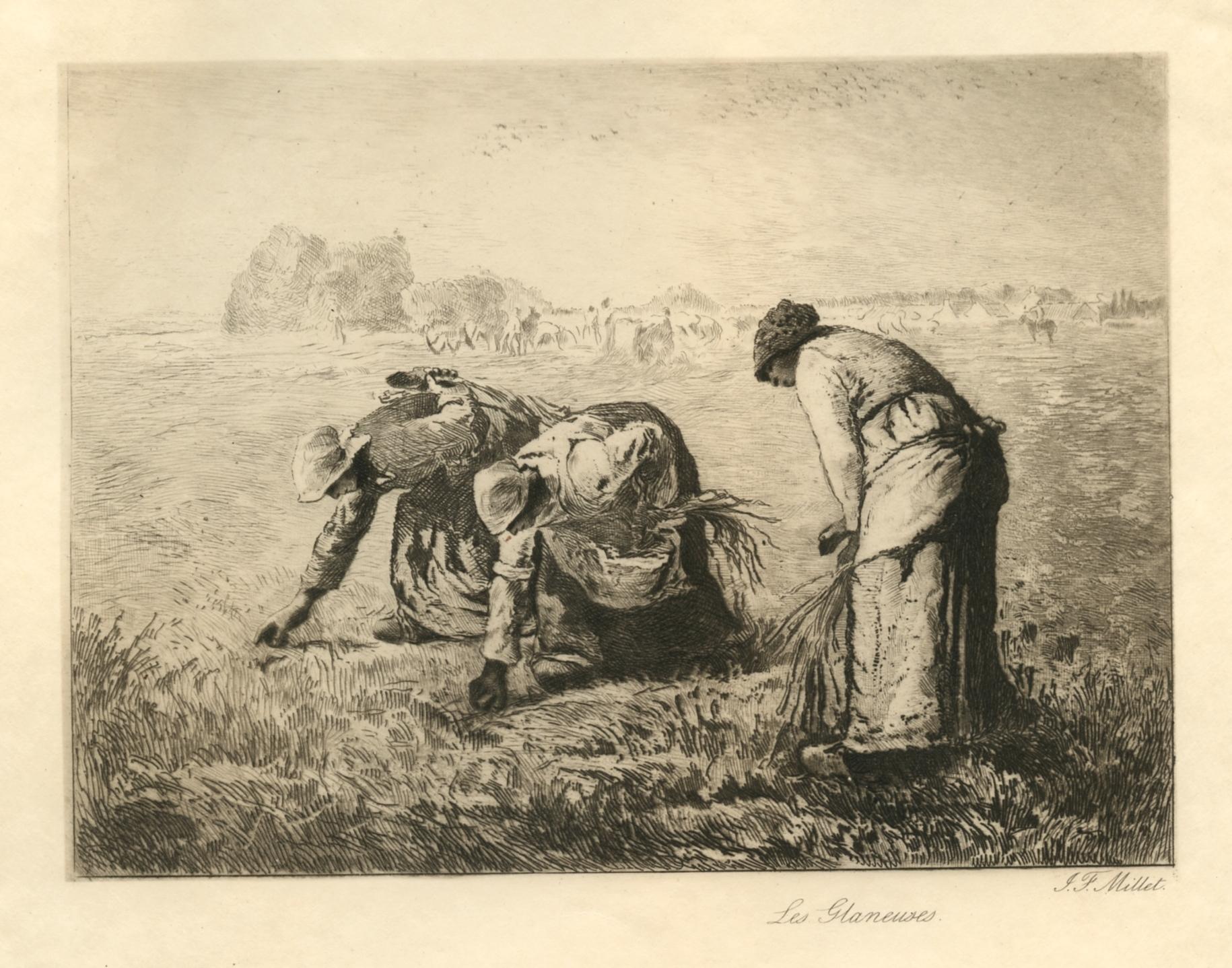 "Les Glaneuses" etching - Print by (after) Jean François Millet