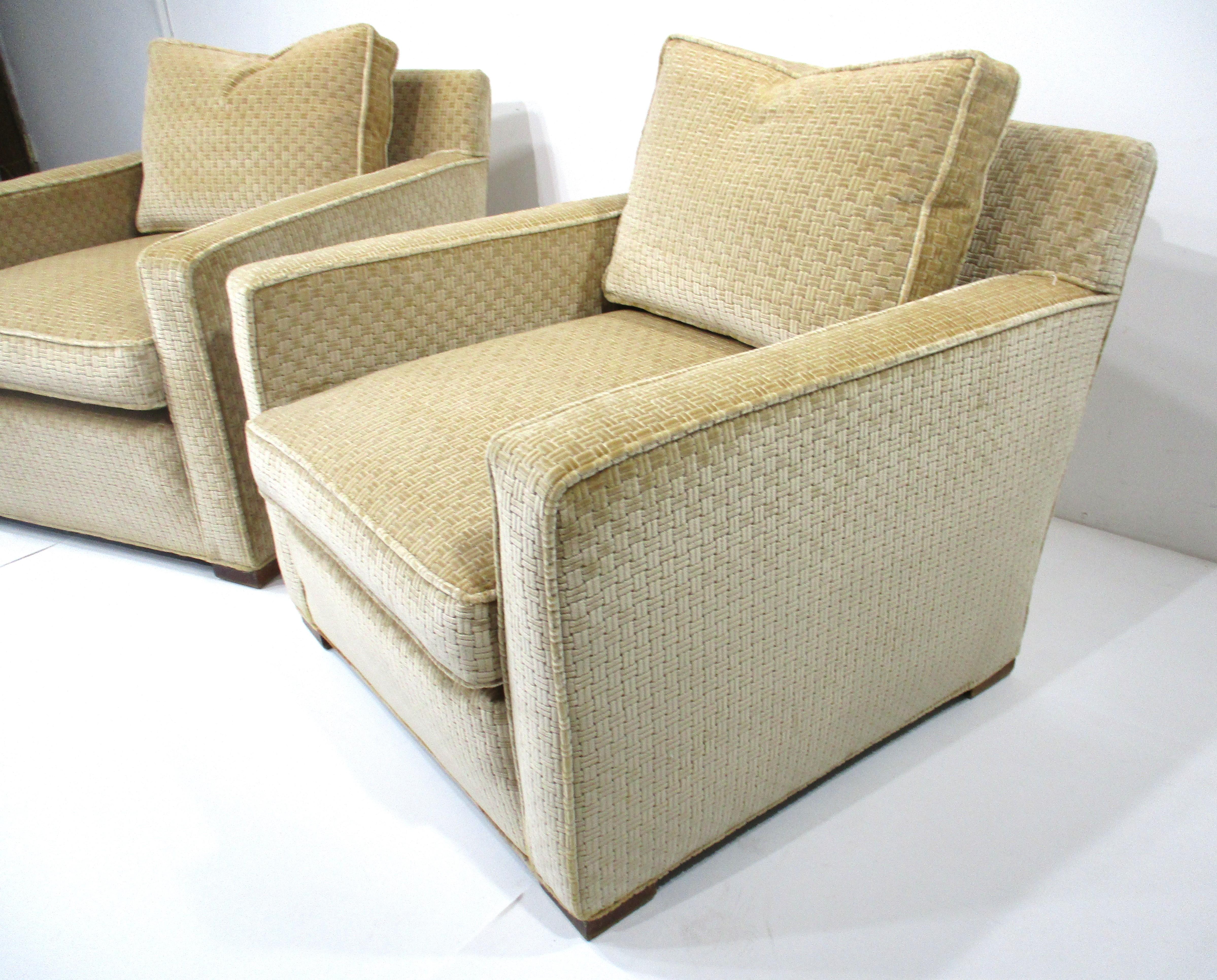After Jean Micheal Frank Mid Century Styled Upholstered Club Chairs For Sale 4