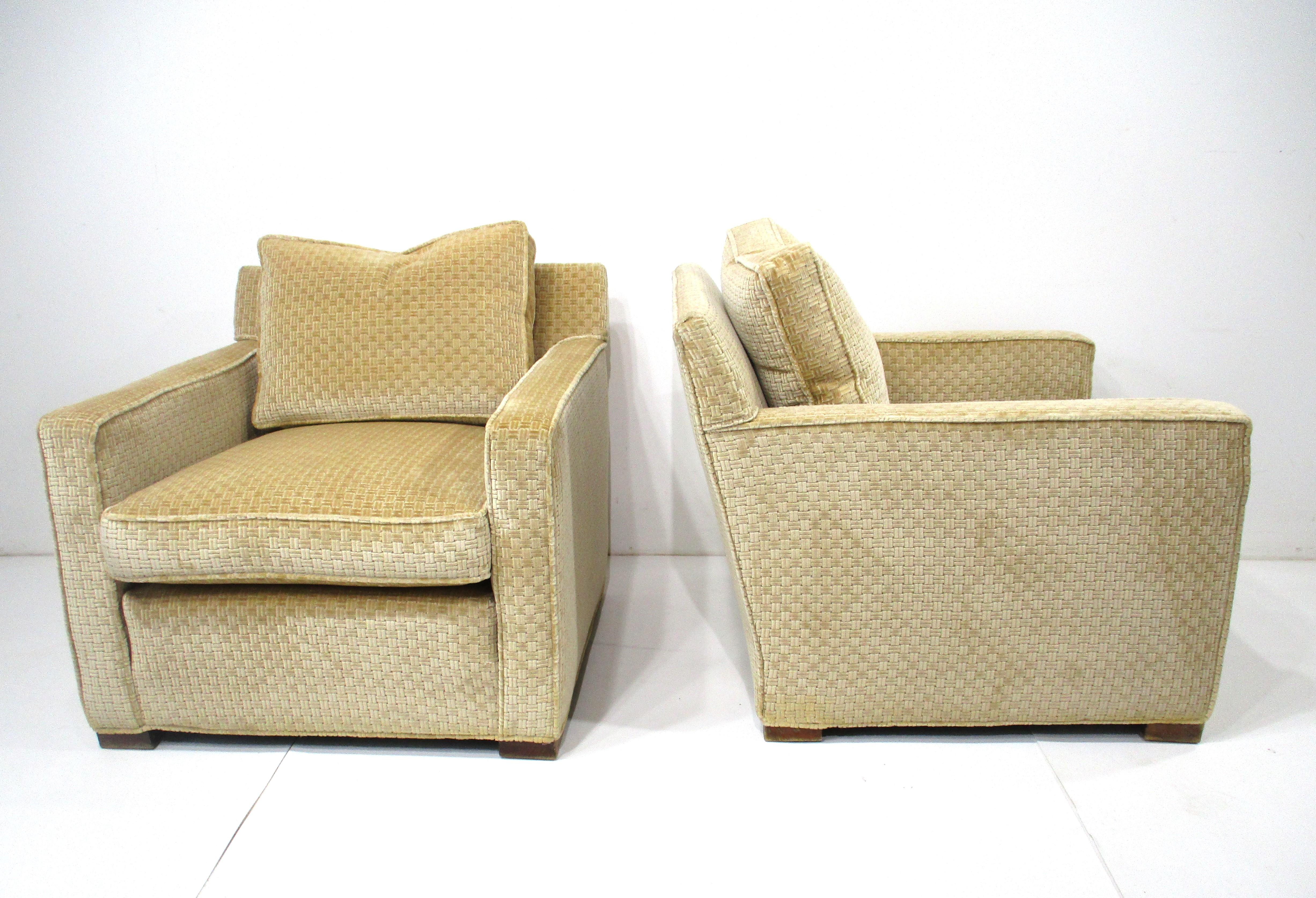 20th Century After Jean Micheal Frank Mid Century Styled Upholstered Club Chairs  For Sale