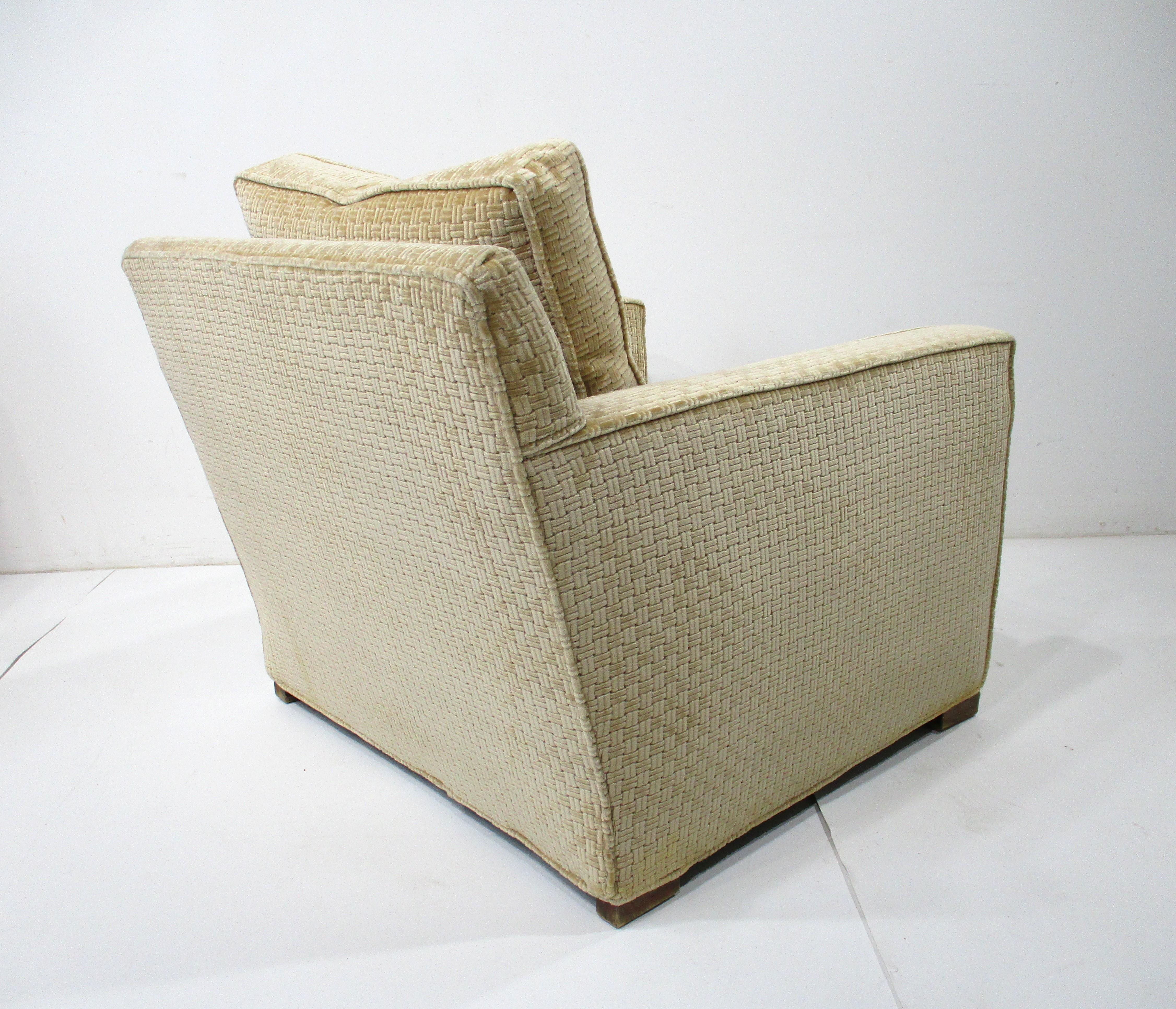After Jean Micheal Frank Mid Century Styled Upholstered Club Chairs  For Sale 1