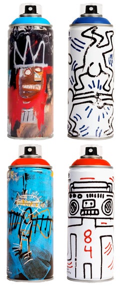 Used Limited edition Basquiat Keith Haring spray paint cans (set of 4)