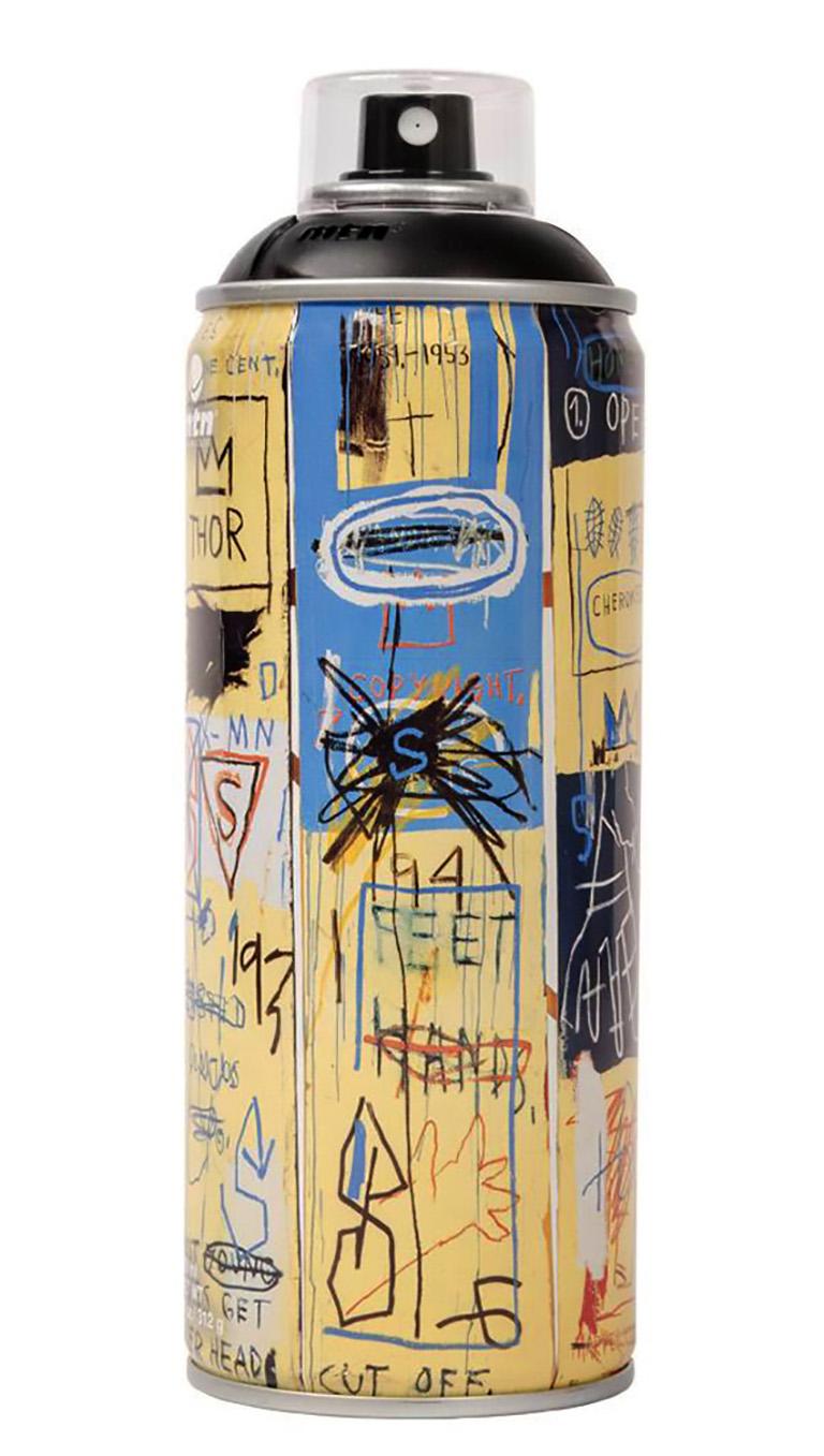 Limited Edition Jean-Michel Basquiat spray paint can set published circa 2017 featuring the Estate trademark of Jean-Michel Basquiat. A unique Basquiat collector’s set that makes for standout home display. 

Medium: Off-set lithograph on 3