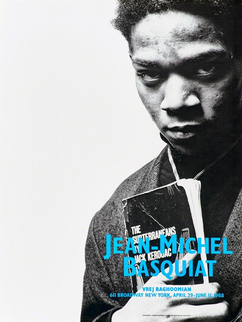 (after) Jean-Michel Basquiat Portrait Photograph - 1988 Basquiat exhibition poster (Basquiat portrait with Jack Kerouac)