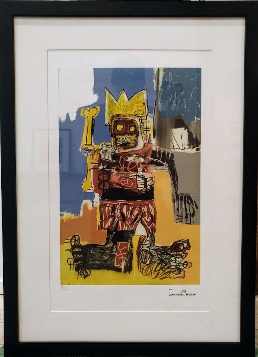 after Jean-Michel Basquiat Portrait Print - After Jean-Michel Basquiat - Lithography - Yellow Crown & Bone Tray, 1982