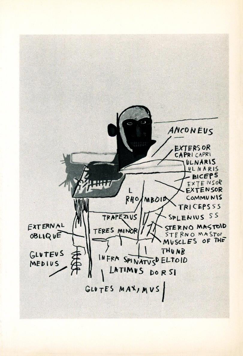 after Jean-Michel Basquiat Abstract Print - Basquiat Anatomy Annina Nosei Gallery 1982 (announcement)