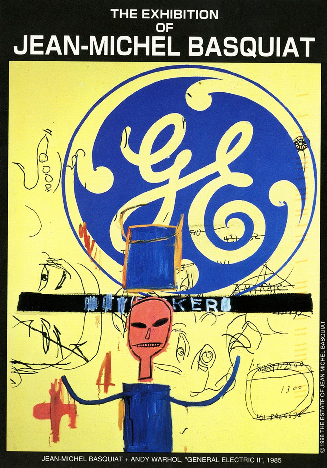 after Jean-Michel Basquiat Figurative Print - Basquiat Andy Warhol Galerie Sho 1998 (Warhol Basquiat General Electric) 
