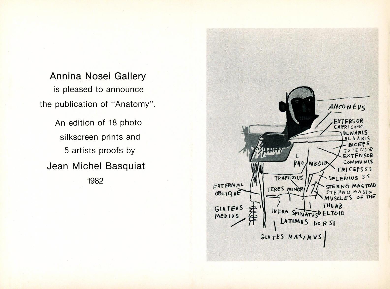 Basquiat Annina Nosei Galerie 1982 (Ankündigung zur Anatomie) – Print von after Jean-Michel Basquiat