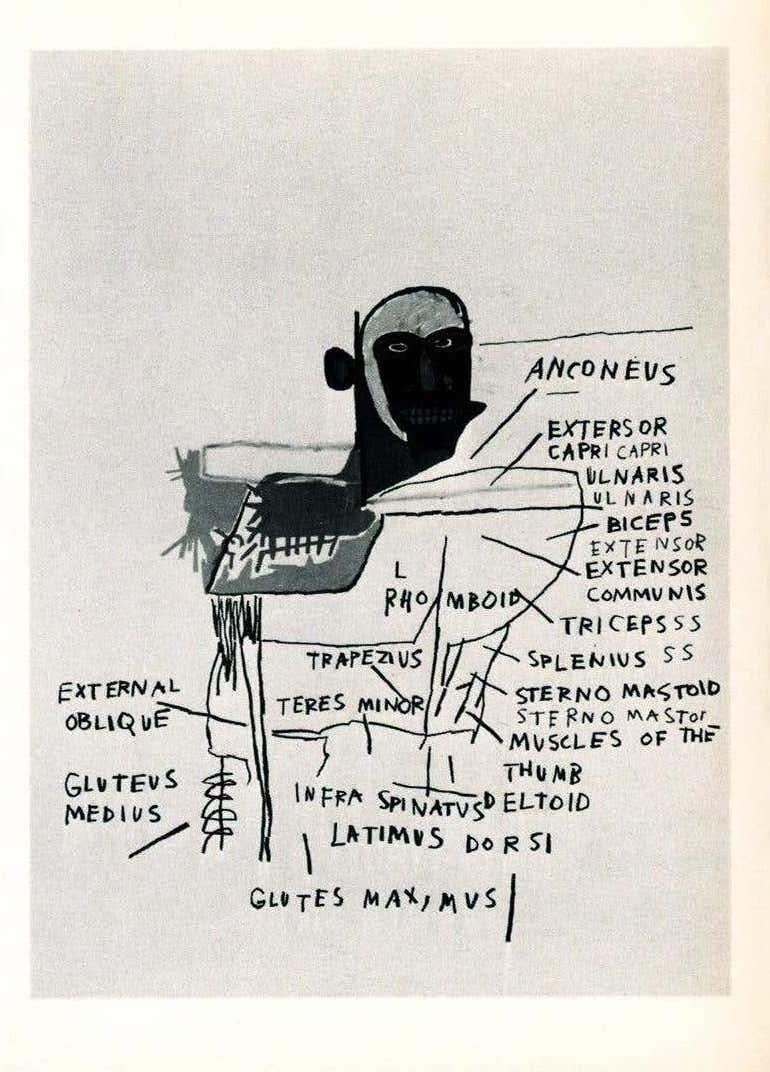 Basquiat Annina Nosei Gallery 1982 (Basquiat anatomy announcement) - Abstract Expressionist Print by (after) Jean-Michel Basquiat
