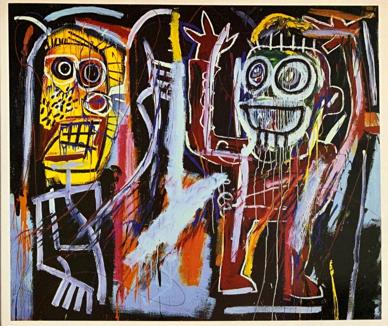 (after) Jean-Michel Basquiat Abstract Print - Basquiat at Tony Shafrazi gallery 1996 (Basquiat Dust Heads announcement) 