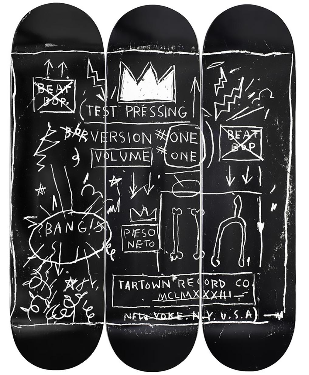Basquiat Beat Bop Skateboard Decks (set of 3)  - Sculpture by after Jean-Michel Basquiat