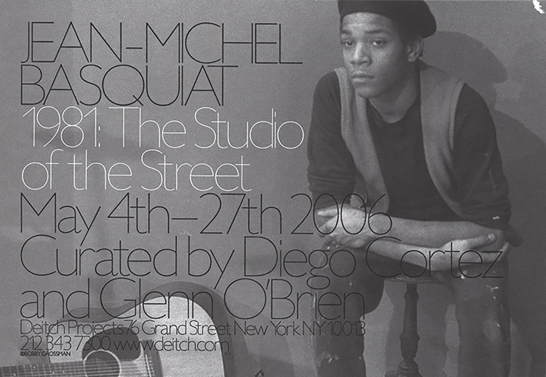 Basquiat Downtown 81:
A collection of two announcements, one press-release for Jean-Michel Basquiat, 1981: The Studio of the Street, Curated by Diego Cortez & Glenn O’Brien, Deitch Projects, NYC 2006 and one Japanese promotional book for the