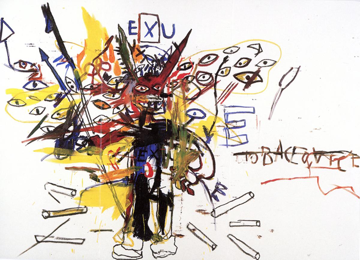 after Jean-Michel Basquiat Figurative Print – Basquiat Enrico Navarra Galerie 2000 (Ankündigung)