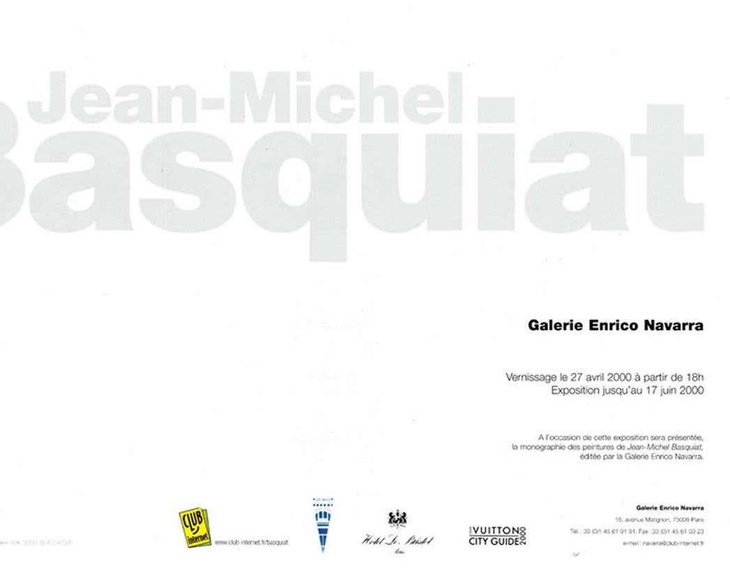 Basquiat Enrico Navarra Gallery 2000 (annonce de Basquiat vintage) - Beige Abstract Print par after Jean-Michel Basquiat