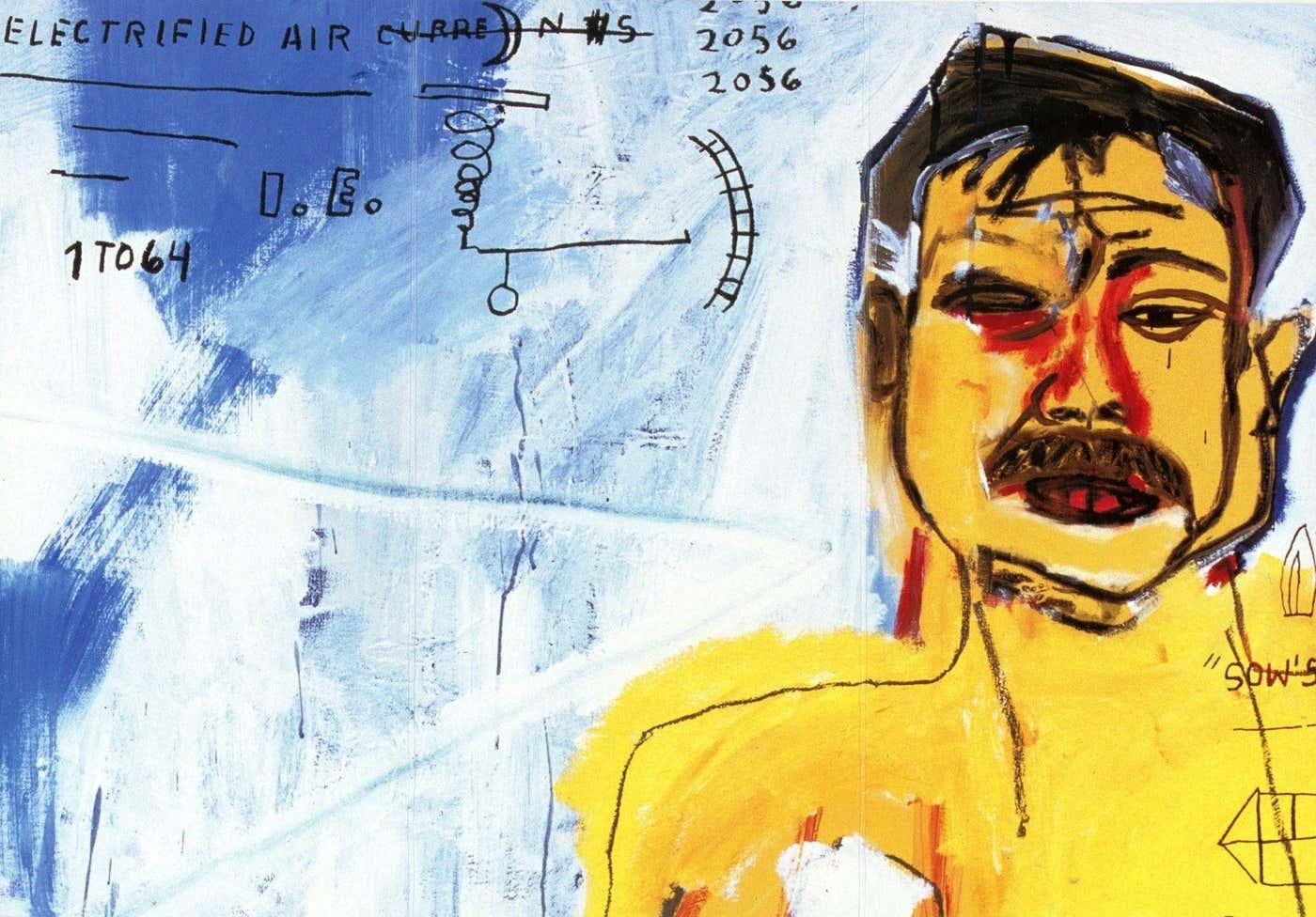 Jean-Michel Basquiat Galerie Enrico Navarra Paris 1999-2000:
Ein Satz von 2 seltenen Vintage-Basquiat-Ankündigungskarten, die anlässlich der Veröffentlichung(en) von: 

Jean-Michel Basquiat, Galerie Enrico Navarra Paris, Sommer 2000. 

Jean-Michel