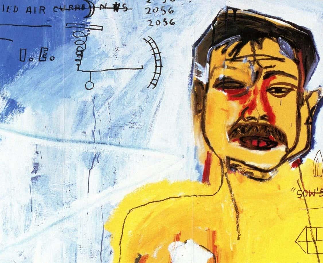 Basquiat Enrico Navarra Galerie Paris 1999 (Ankündigung) (Beige), Figurative Print, von after Jean-Michel Basquiat