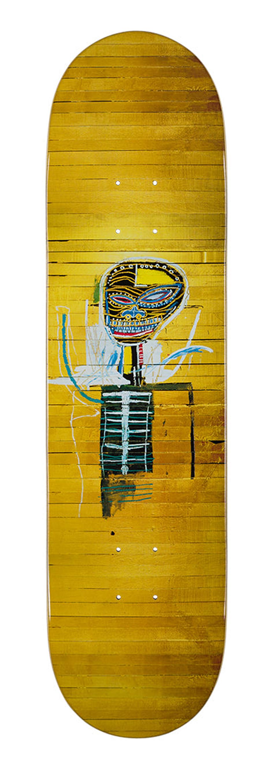 after Jean-Michel Basquiat Abstract Print - Basquiat Gold Griot Skateboard Deck (Basquiat skate)