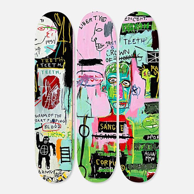 Basquiat In Italian Skate Decks, Set of Three - Sculpture by after Jean-Michel Basquiat