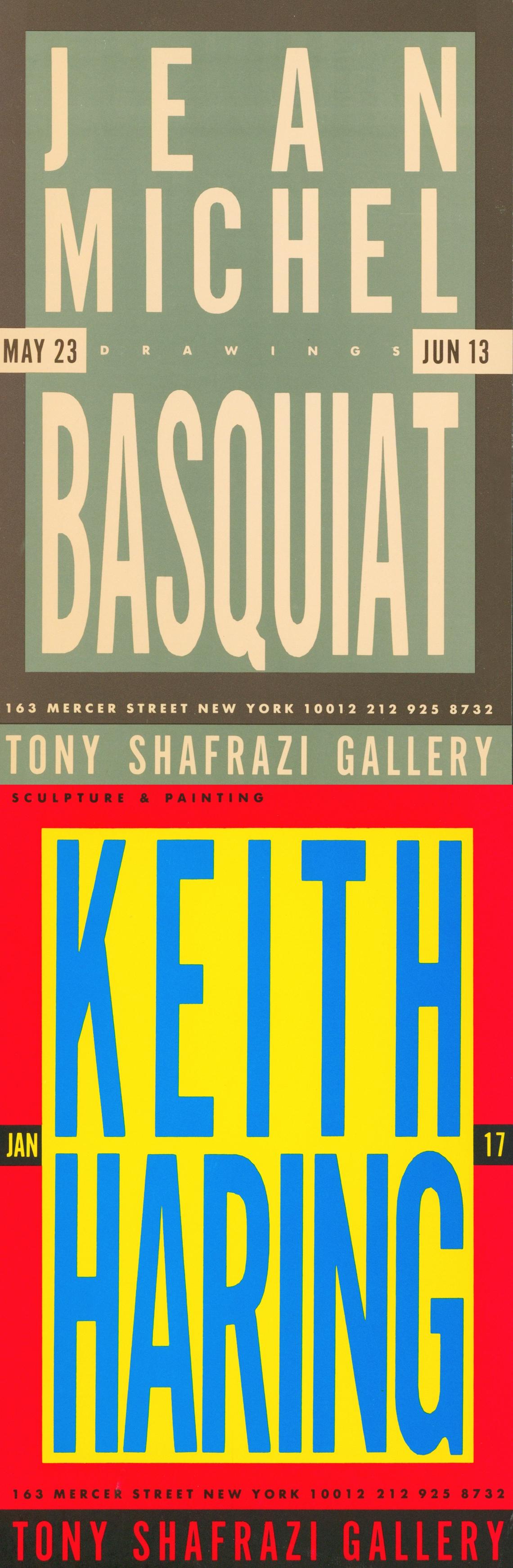 Ankündigungen von Basquiat Keith Haring aus den 1980er Jahren (Set aus 2) – Print von after Jean-Michel Basquiat