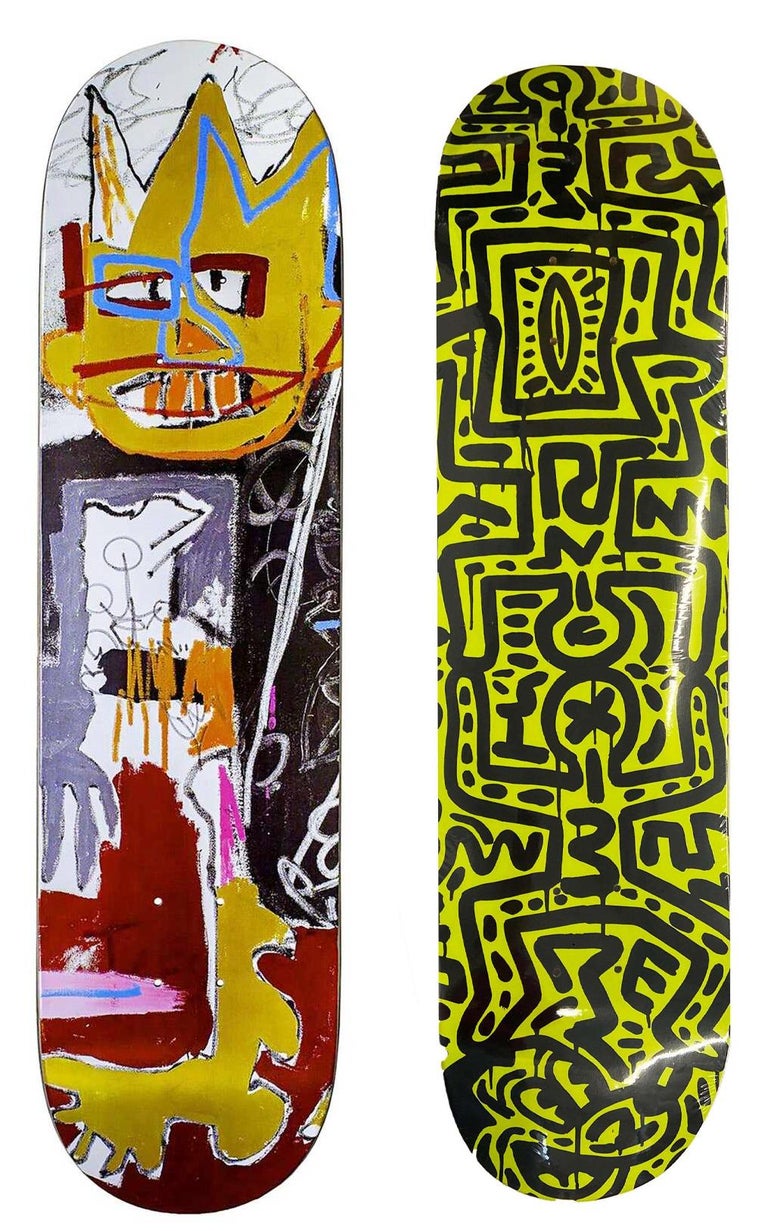 after Jean-Michel Basquiat - Basquiat Keith Haring skateboard decks (set of  2 works) For Sale at 1stDibs