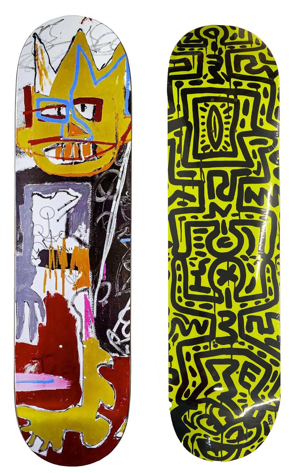 Basquiat Keith Haring skateboard decks (set of 2 works)  - Sculpture by after Jean-Michel Basquiat