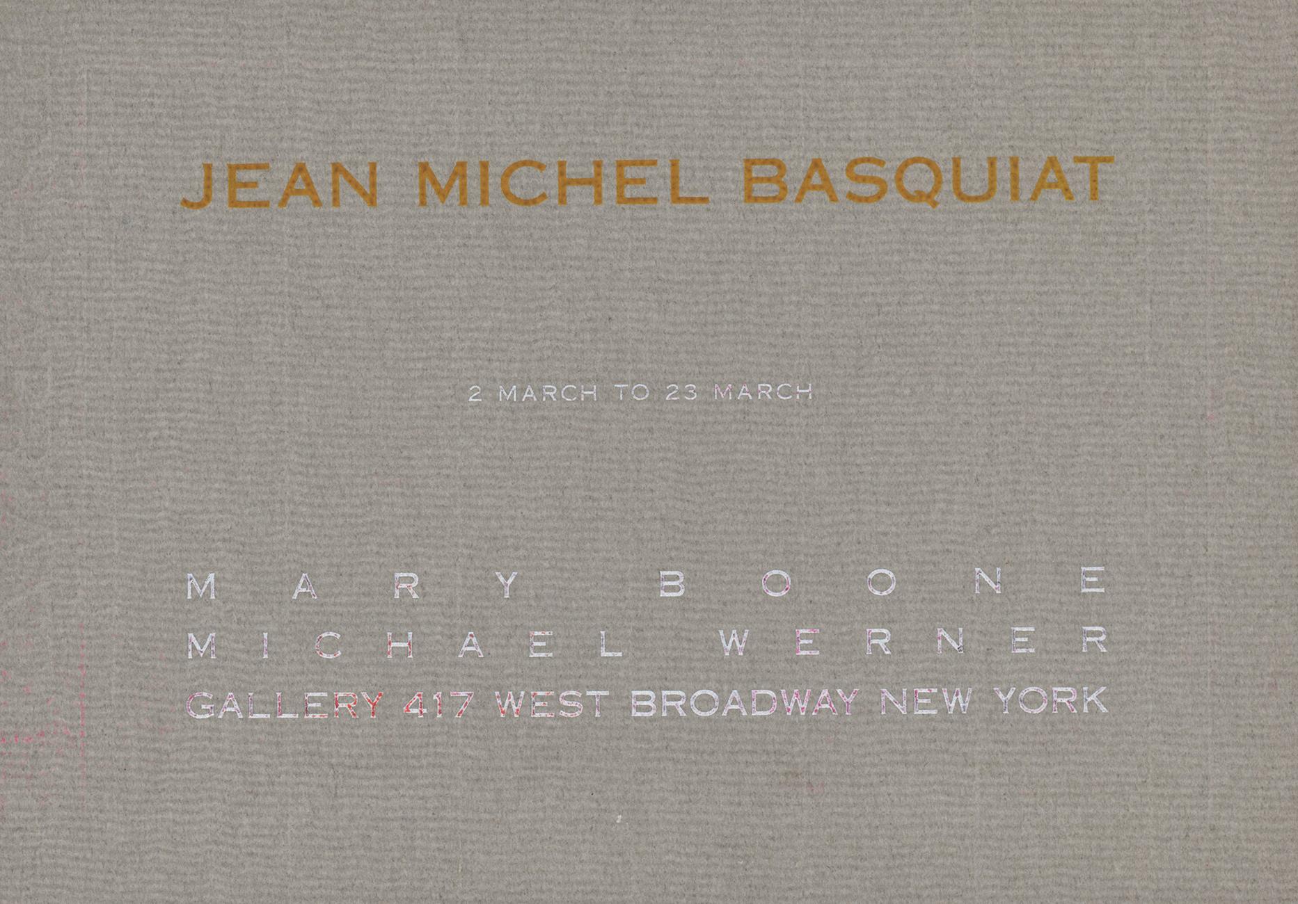 Basquiat Mary Boone Gallery 1985 (announcement) - Art by Jean-Michel Basquiat