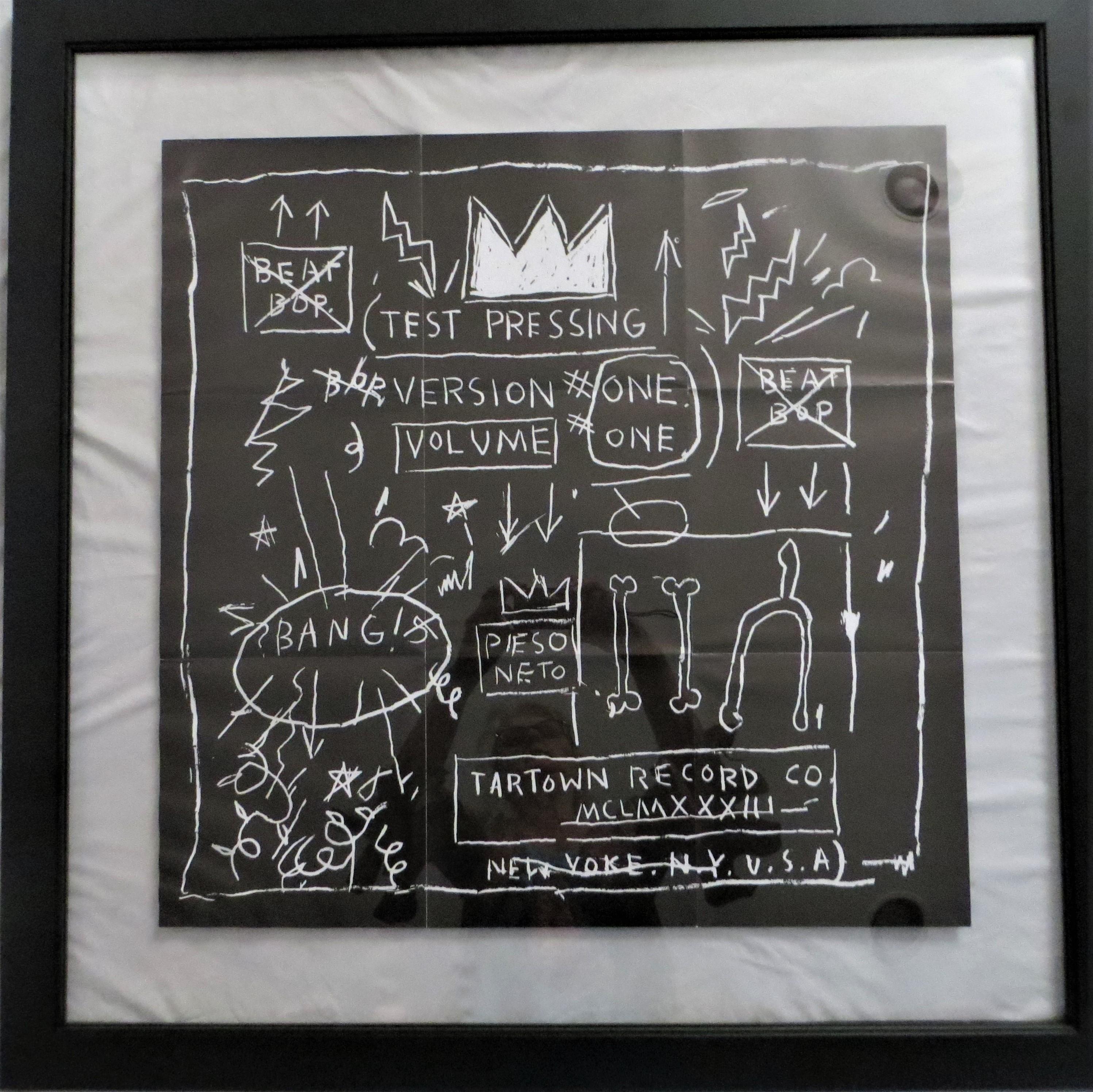 Jean-Michel Basquiat & Rammelzee, Beat Bop, 12inches Record With Poster Framed  - Street Art Print by after Jean-Michel Basquiat