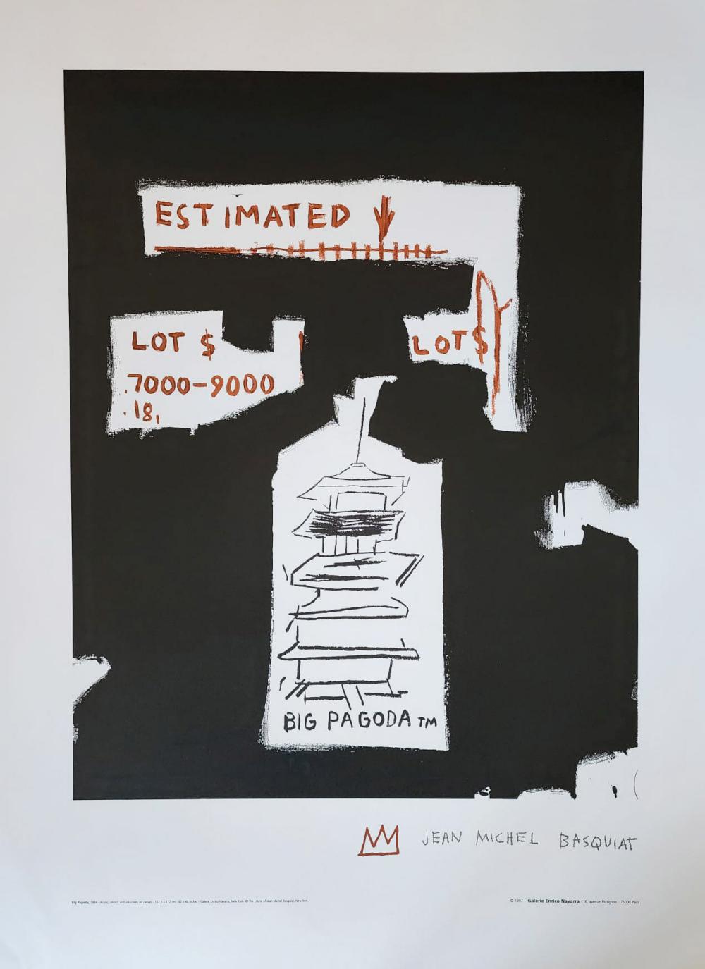 after Jean-Michel Basquiat Interior Print - JEAN MICHEL BASQUIAT, 'BIG PAGODA 1997' VERY RARE LIMITED EDITION ESTATE LITHOGR