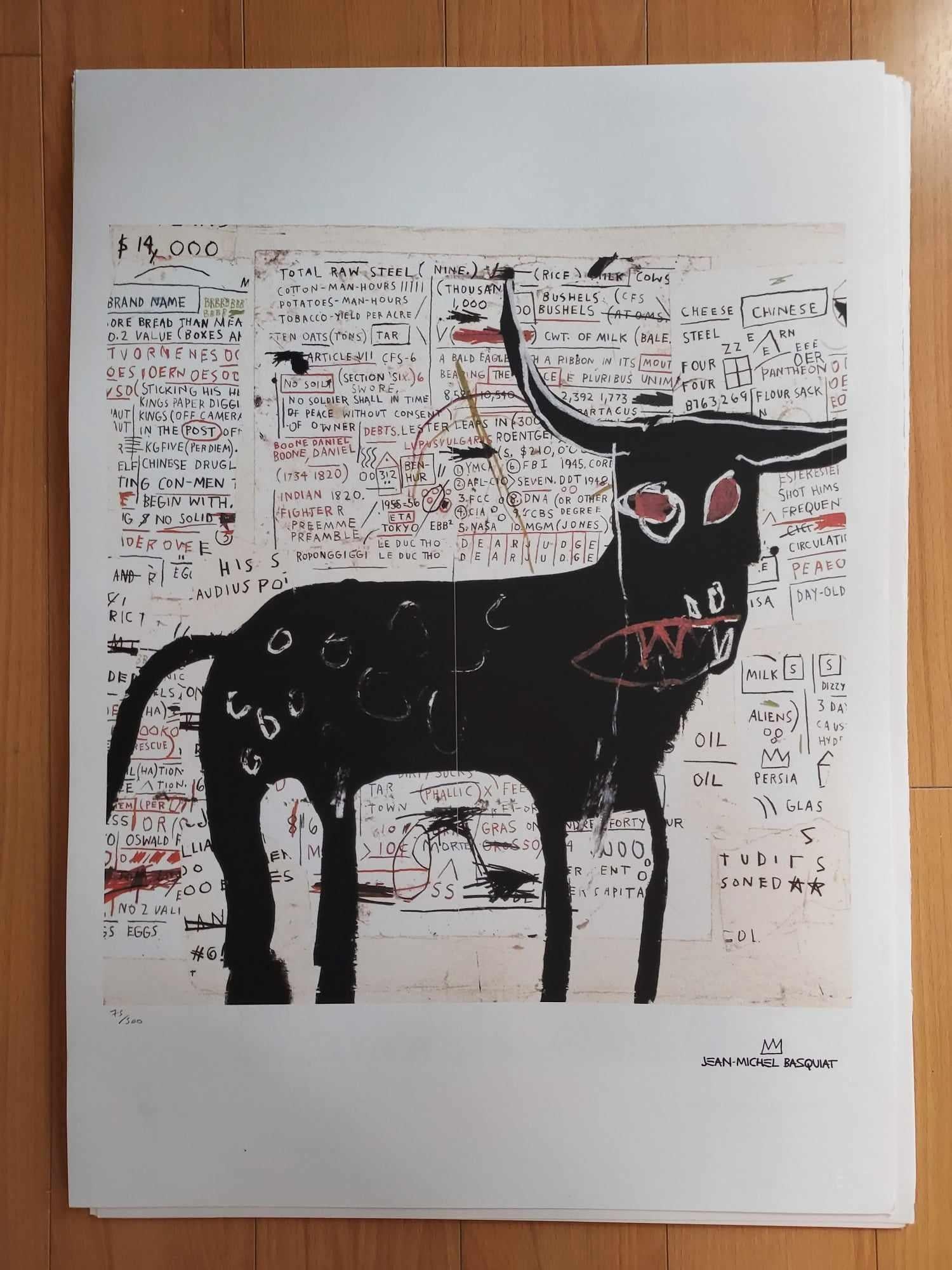 after Jean-Michel Basquiat Figurative Print -  Jean-Michel Basquiat , Lithograph, Numbered, The "Beef Ribs Longhorn"