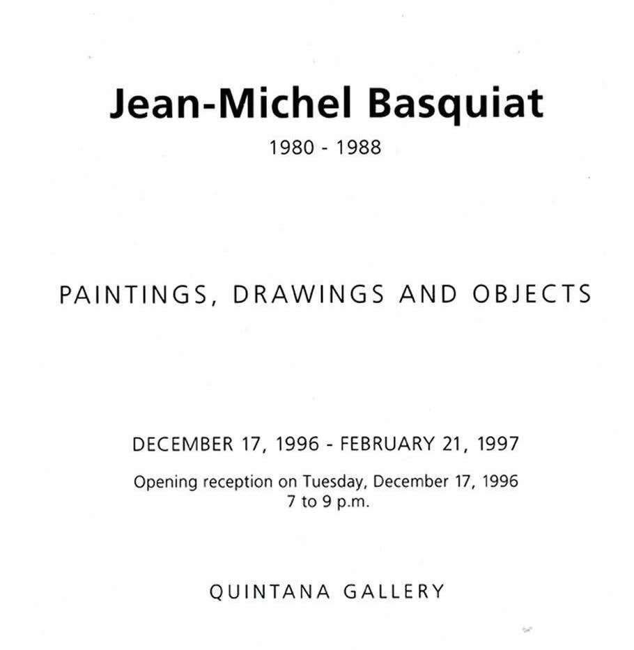 Jean-Michel Basquiat Quintana Gallery 1997 (carte d'announcement) - Rouge Abstract Print par (after) Jean-Michel Basquiat