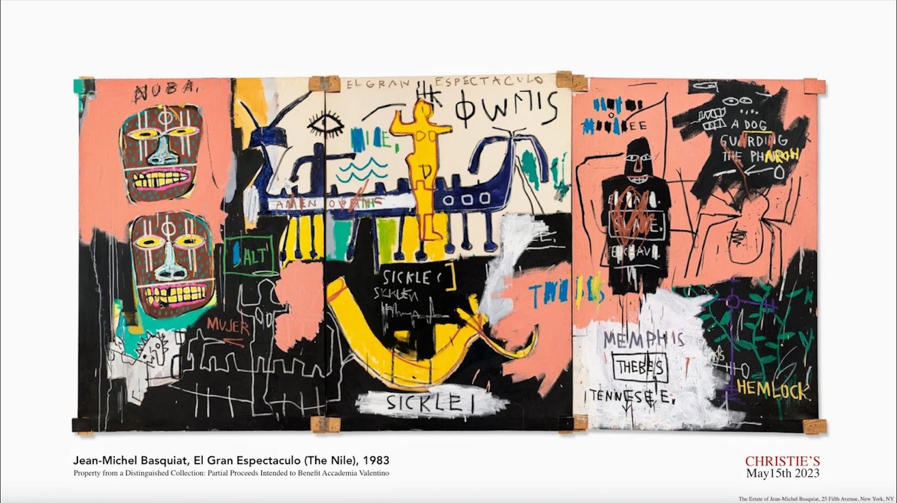 after Jean-Michel Basquiat Figurative Print -  Jean-Michel Basquiat "The Nile" Large Screenprint Poster, Framed