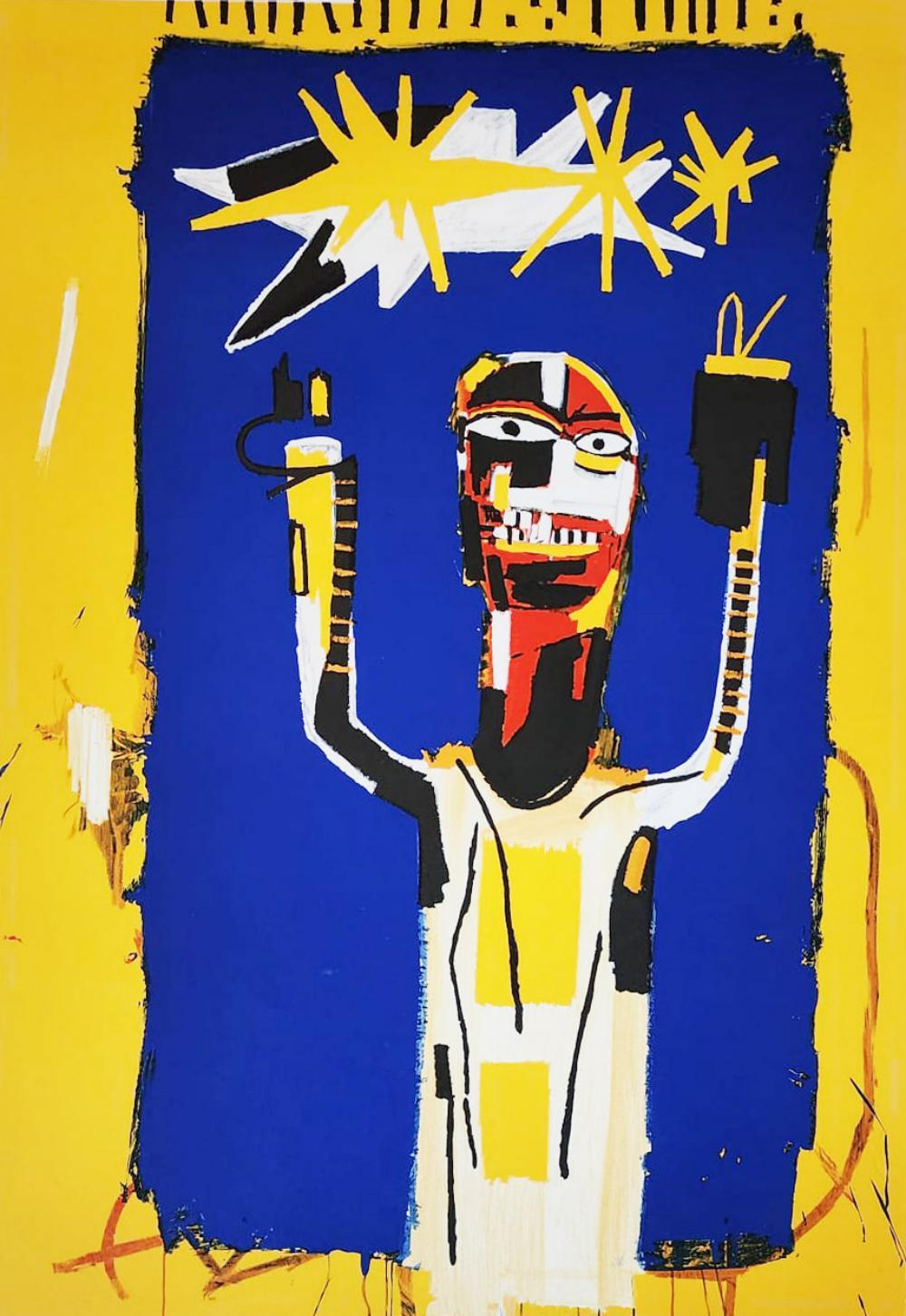 JEAN MICHEL BASQUIAT, « WELCOMING JEERS 1997 » ÉDITION LIMITÉE VERY RARE ESTATE LI - Print de after Jean-Michel Basquiat
