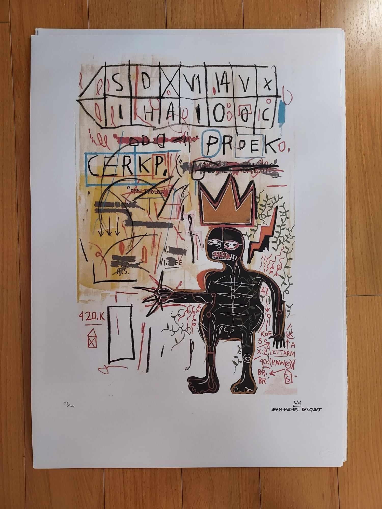 after Jean-Michel Basquiat Figurative Print -  Jean-Michel Basquiat , "With Strings Two" Lithograph numbered 