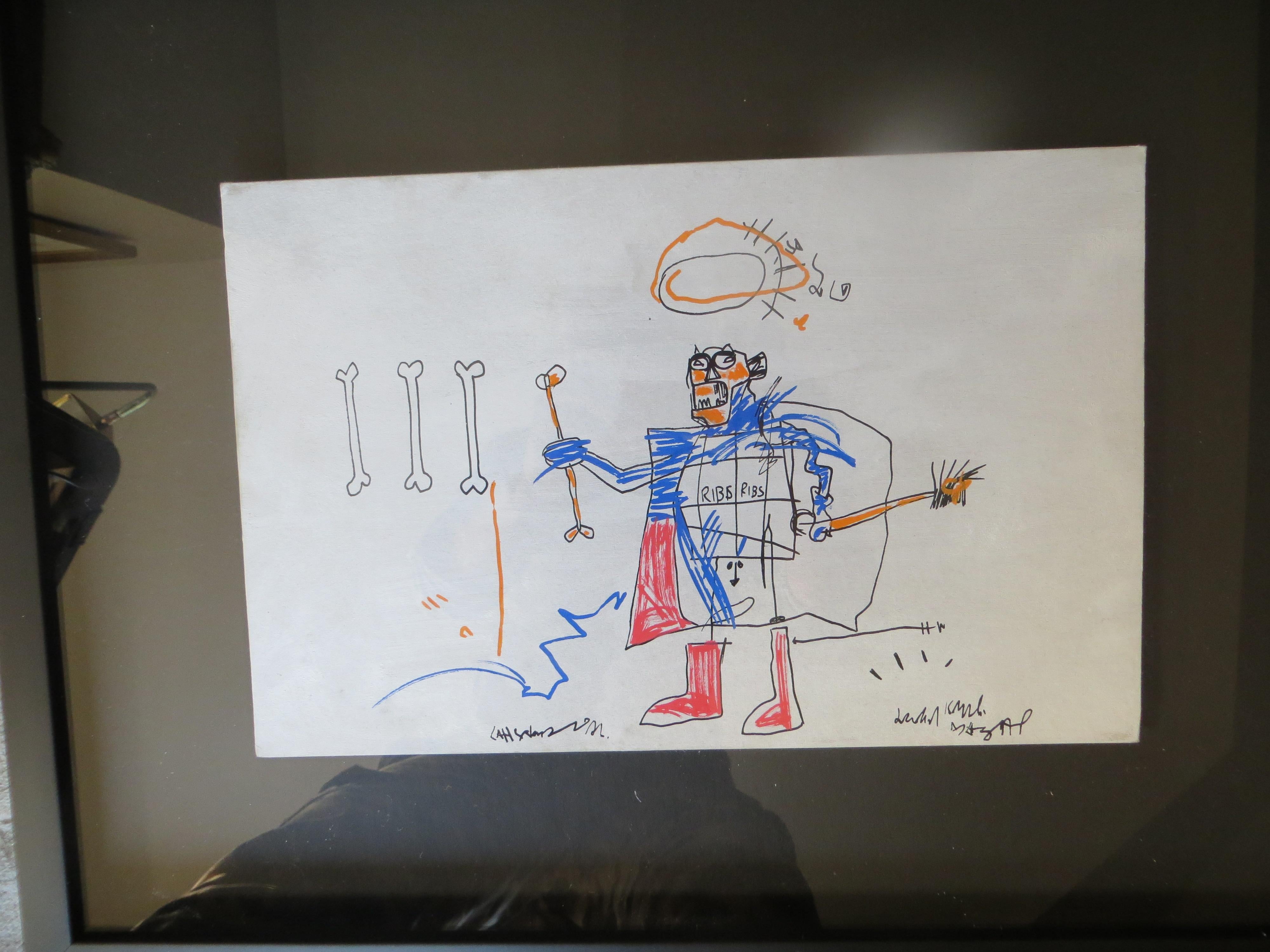 „Ribs, Ribs“, Mixed Media nach Jean Michel Basquiat  (Streetart), Print, von after Jean-Michel Basquiat