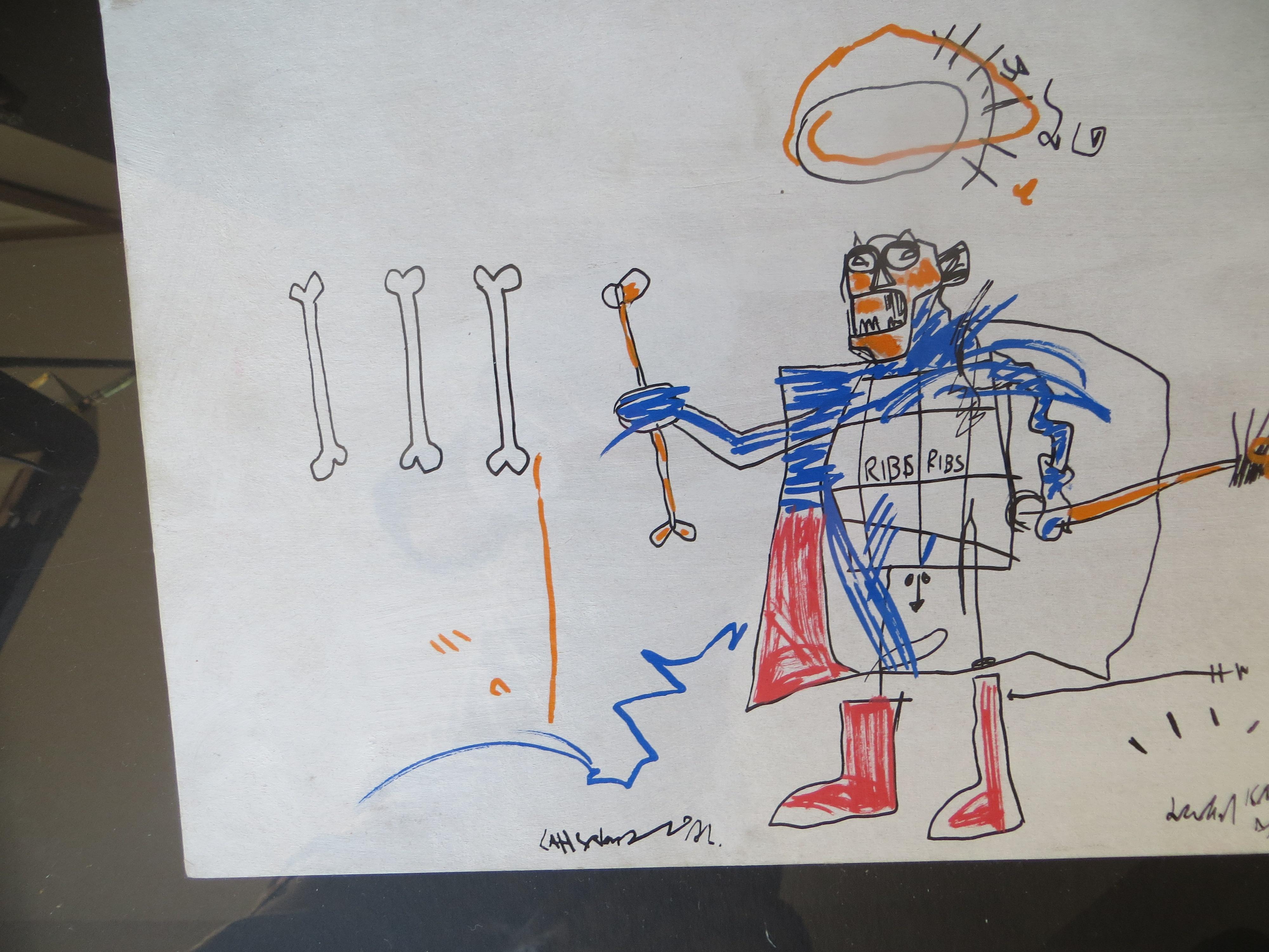 „Ribs, Ribs“, Mixed Media nach Jean Michel Basquiat  1