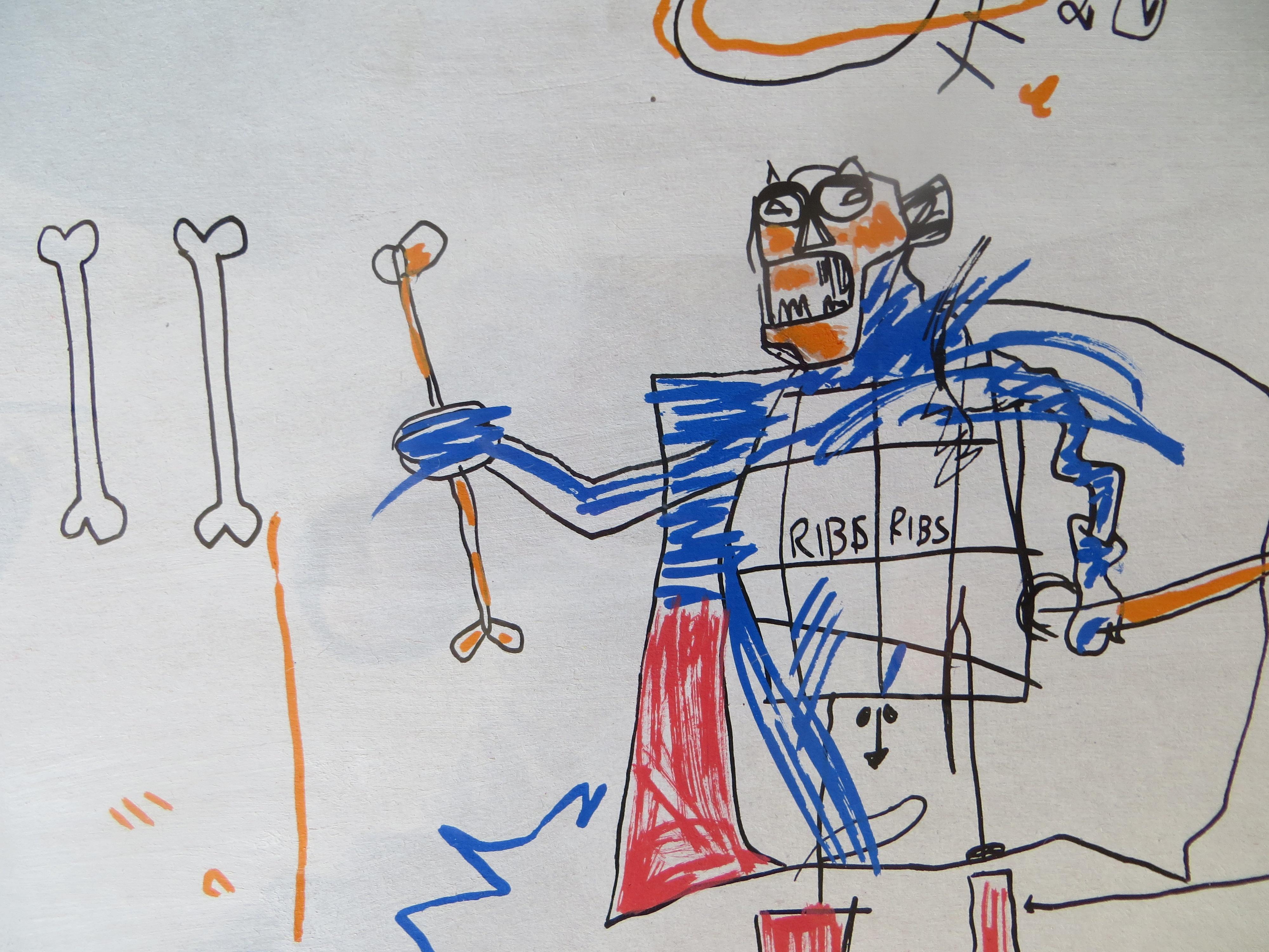 « Ribs, Ribs », technique mixte d'après Jean Michel Basquiat  4