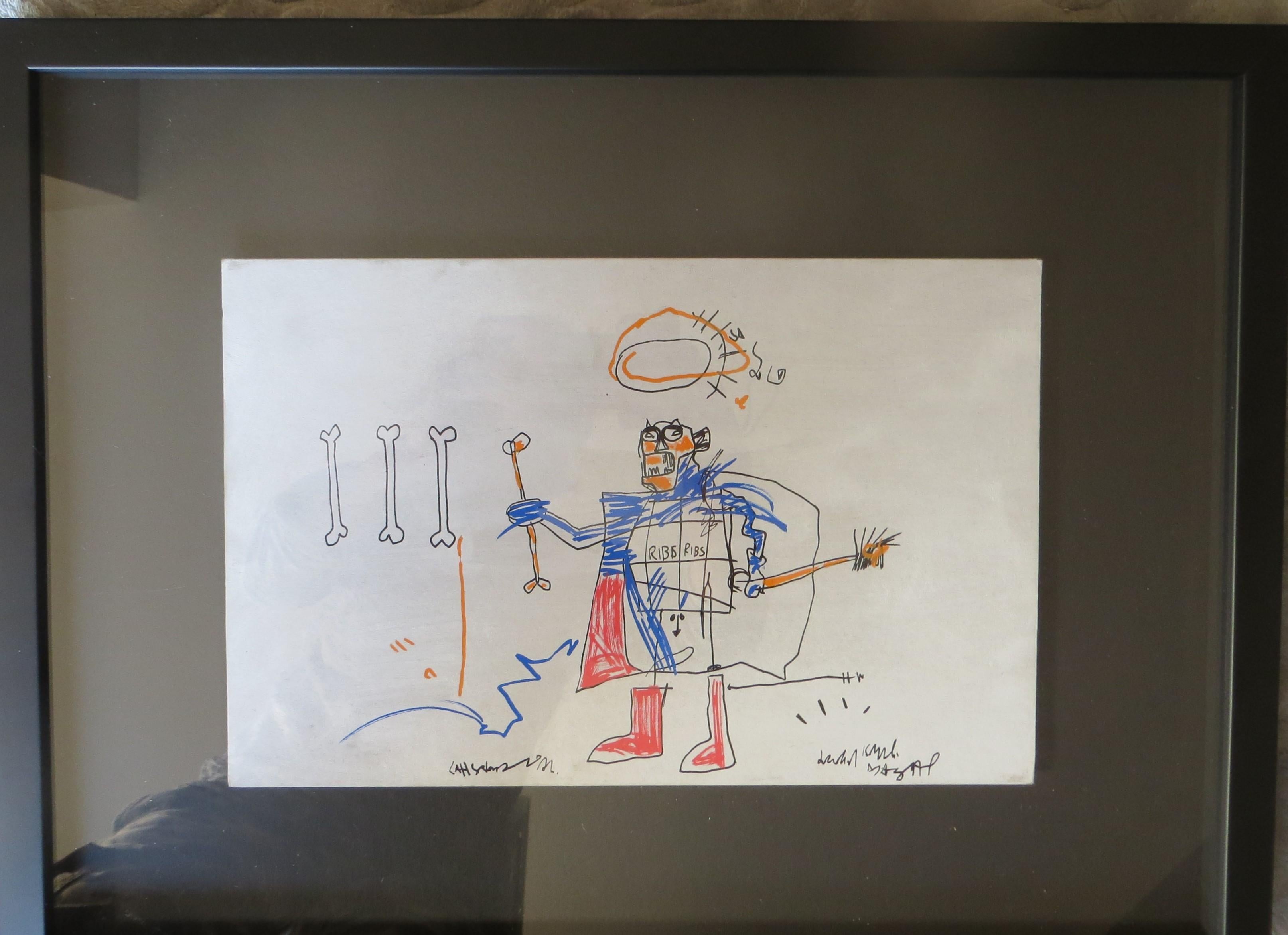 « Ribs, Ribs », technique mixte d'après Jean Michel Basquiat  - Print de after Jean-Michel Basquiat