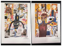 Vintage Jean-Michel Basquiat "Famous Moon King" a pair of Lithographs Limited Edit  /300