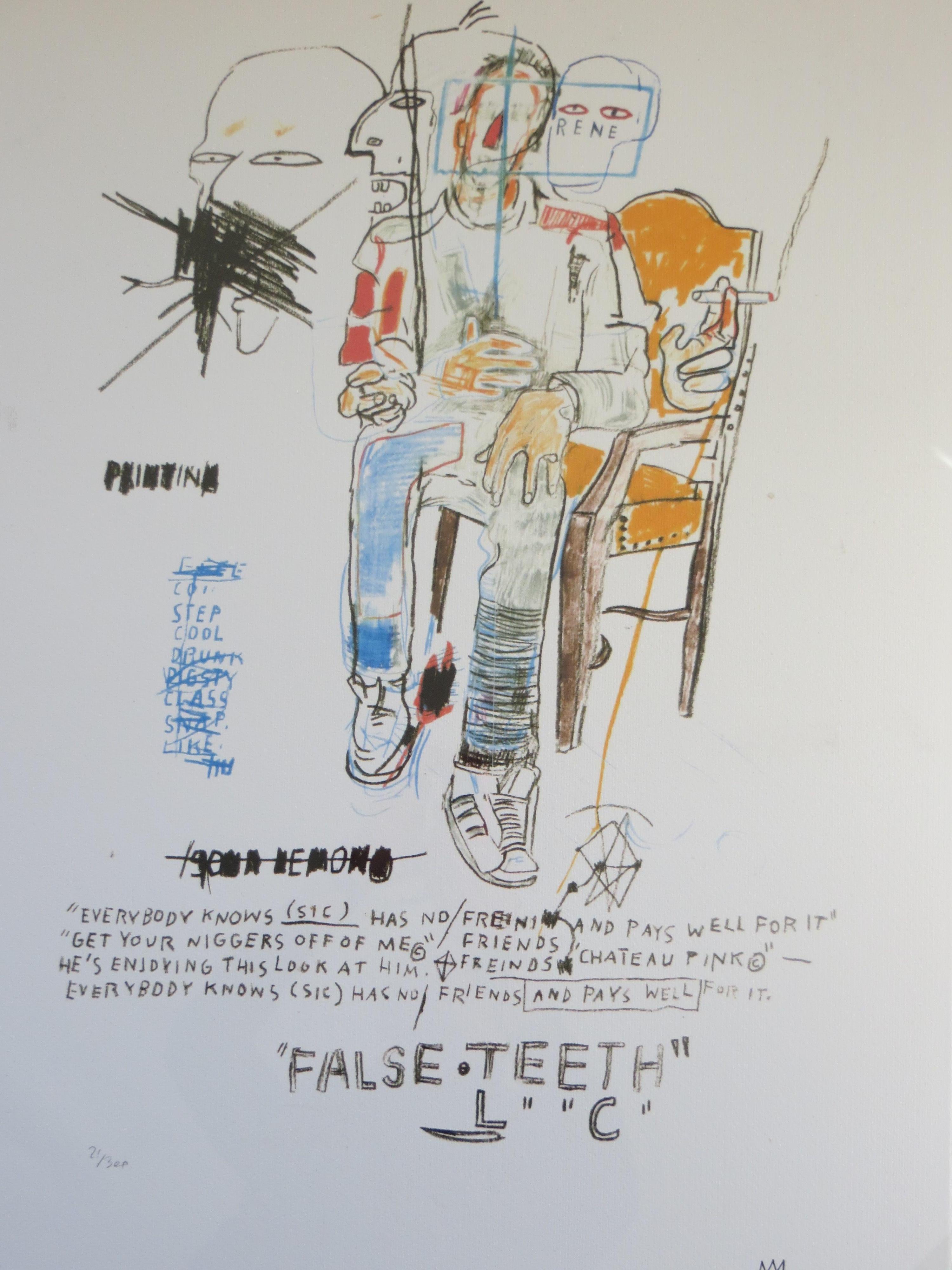 after Jean-Michel Basquiat Print - The Estate of Jean-Michel Basquiat "False Teeth" Lithograph N°21/300