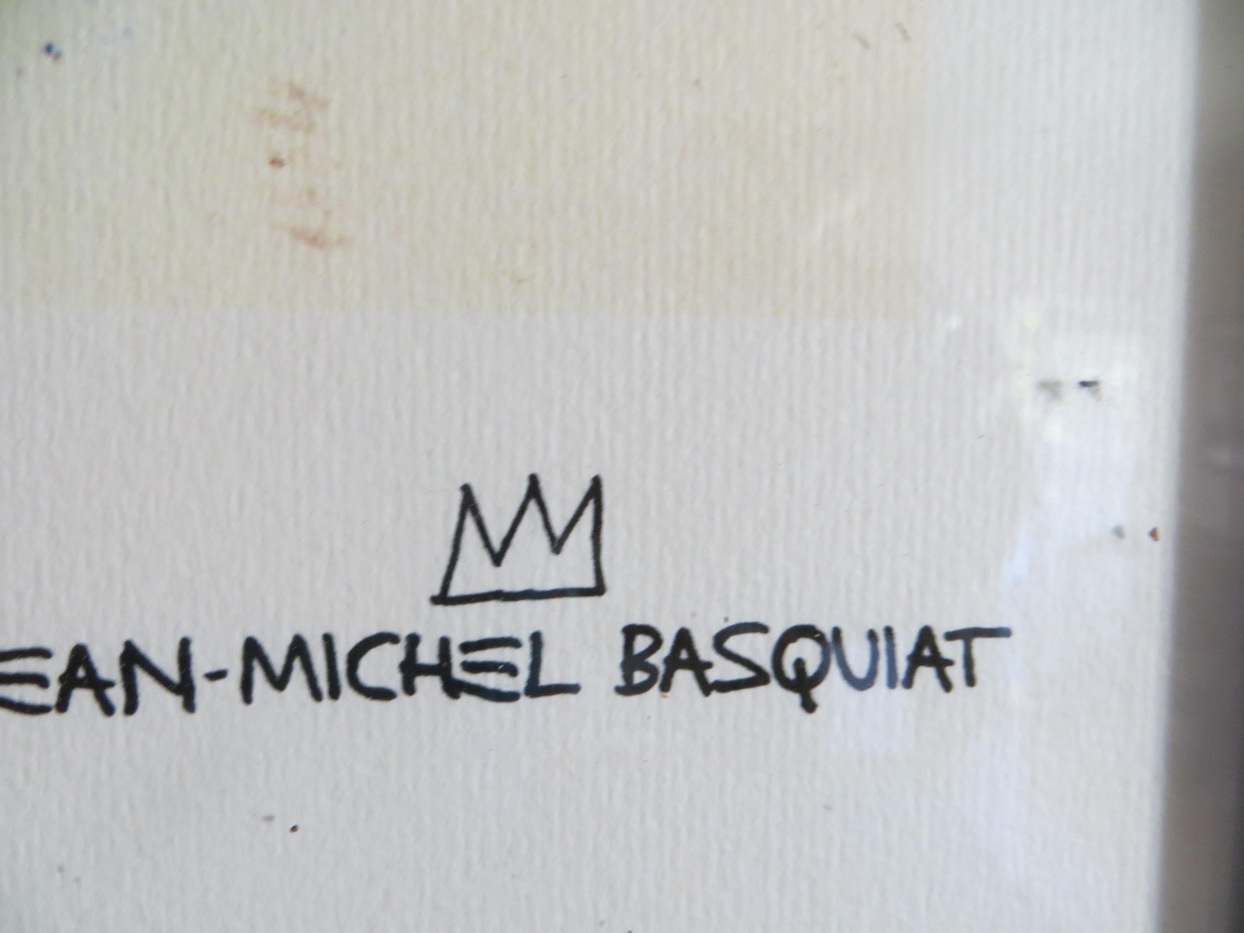 After Jean-Michel Basquiat, Self Portrait Lithograph,  Limited Edition.
Estate of JM Basquiat 2010-2012.
This one is a lithograph signed on the plate and numbered on 57/ 300

Jean Michel Basquiat ( 1960 - 1988 ) was born to two Haitian immigrants in