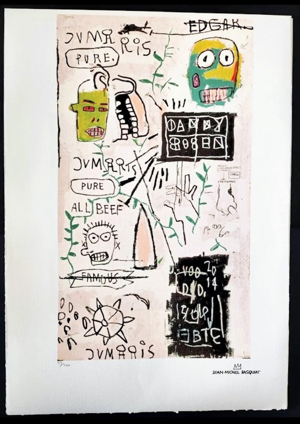 after Jean-Michel Basquiat Figurative Print - Jean-Michel Basquiat , Lithograph, "Danny Rosen" Limited Edit /300