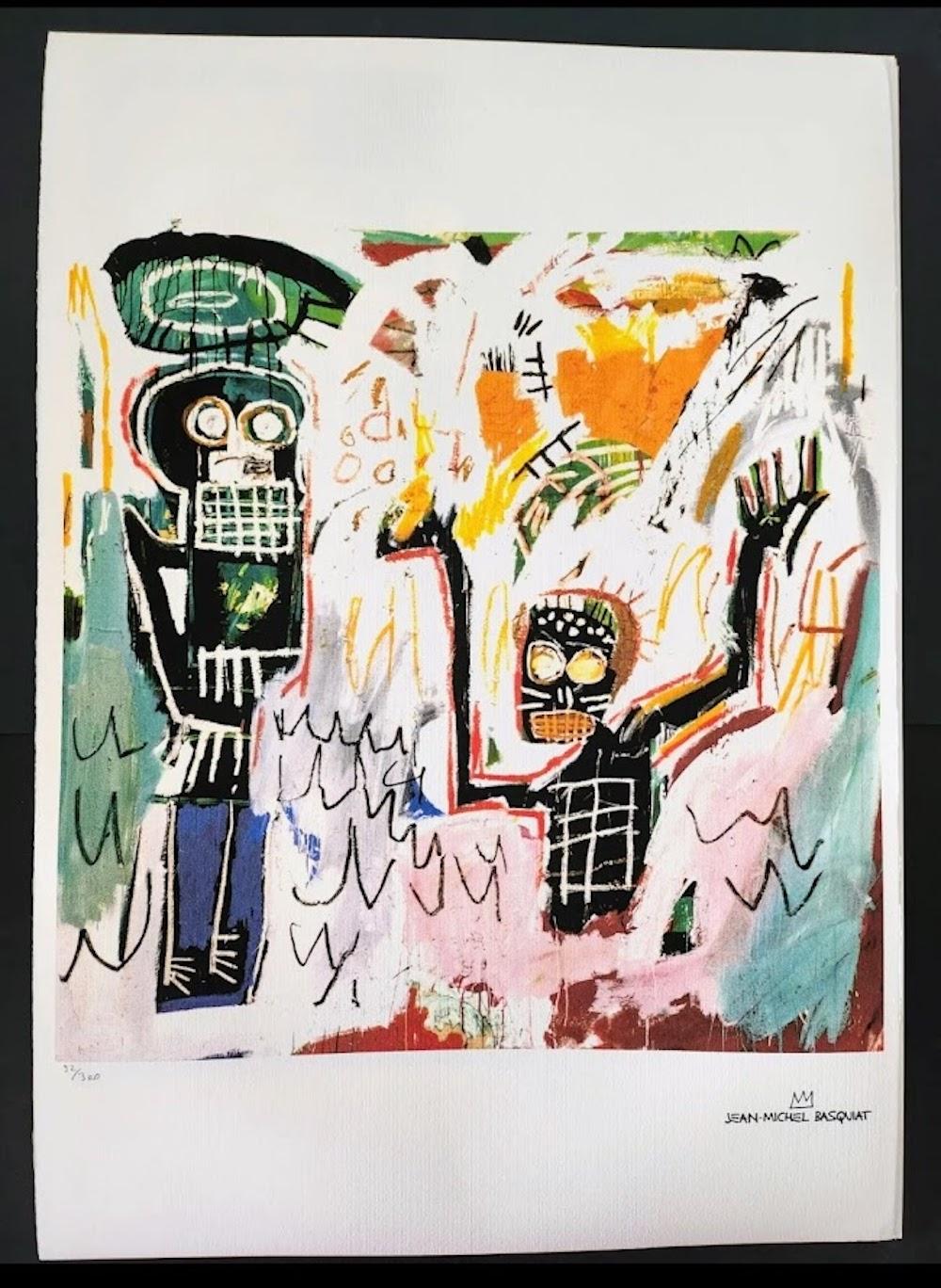 after Jean-Michel Basquiat Print - Jean-Michel Basquiat , Lithograph, Numbered, " Baptismal "