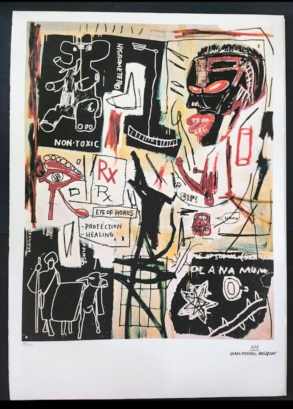 after Jean-Michel Basquiat Figurative Print - The Estate of Jean-Michel Basquiat, "Melting Point of Ice" Lithograph, Ltd  /300
